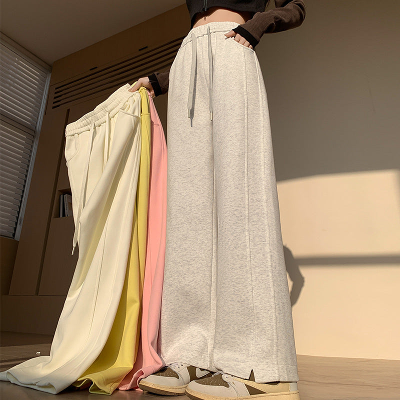 High Waist Long Thin Straight Sports Sweatpants| Yazijico™