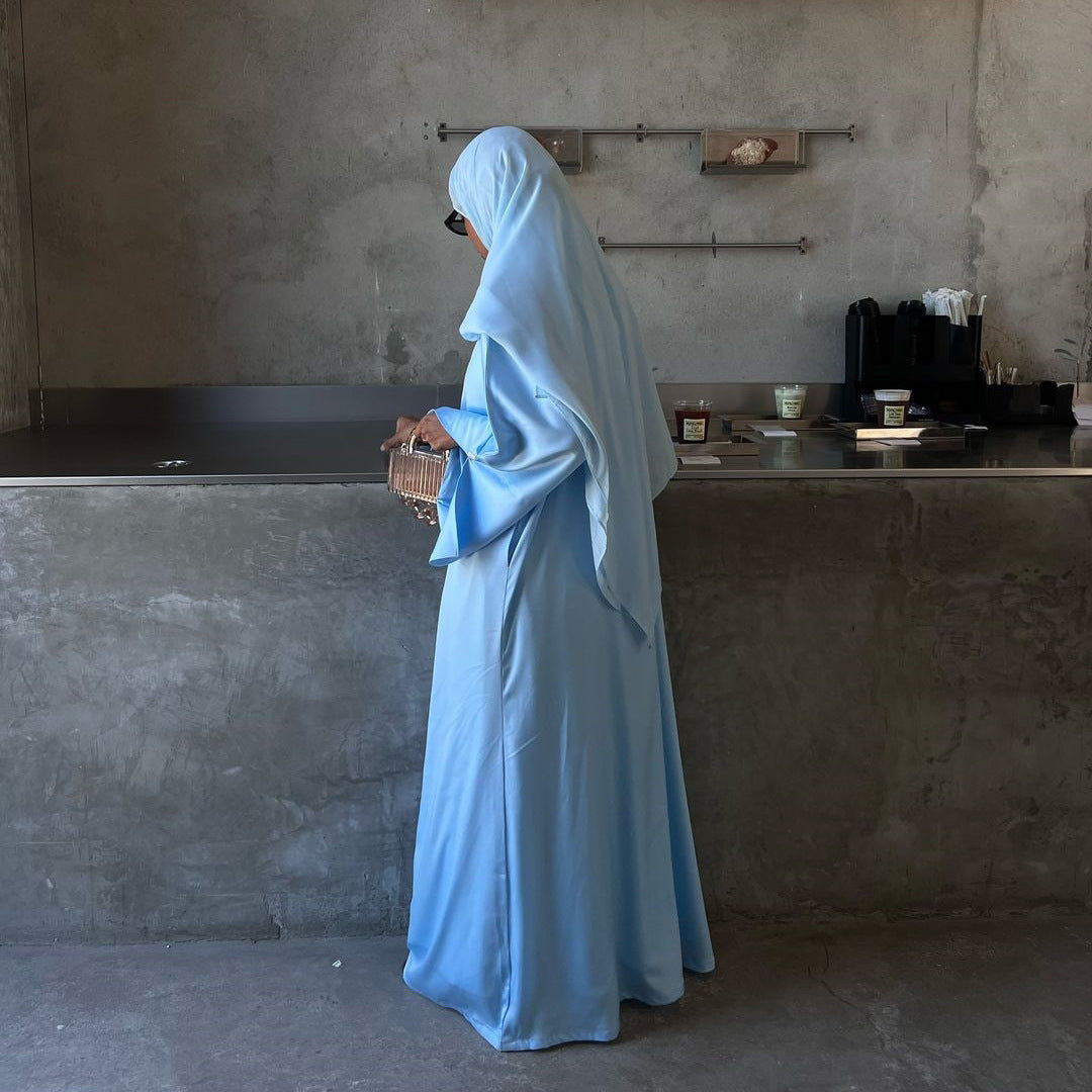 Middle East Muslim Robe Fashion Satin Soft Dress | Yazijico™