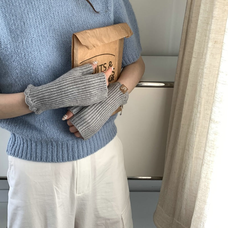 Gants tricotés à la main, mi-doigts | Yazijico™