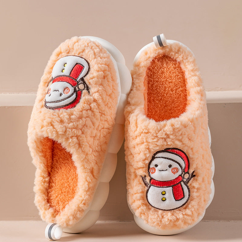 Cute Snowman Slippers Winter Indoor Plush | Yazijico™