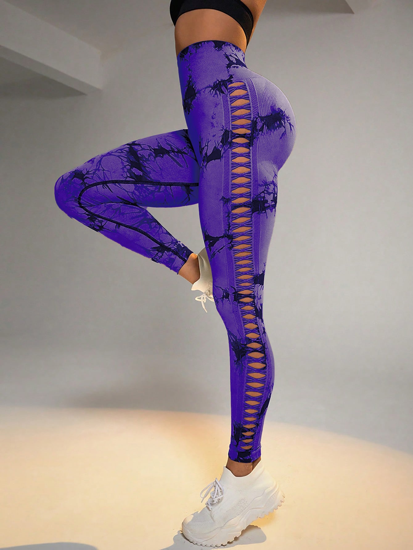 Cut Out Side Hollow Tie Dyed Yoga Pants | Yazijico™