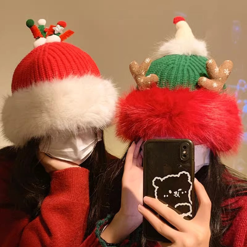 Christmas Antlers Plush Bonnet Children | Yazijico™