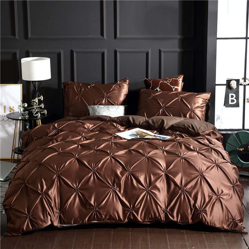 -piece solid color bed sheet duvet cover