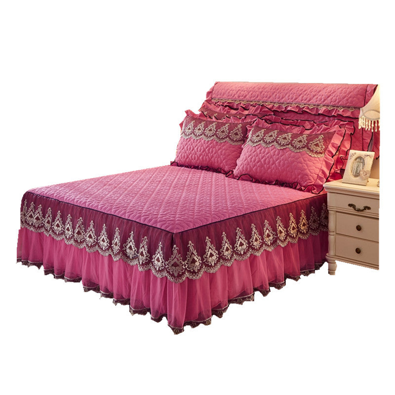 quilted lace bed skirt bed liner