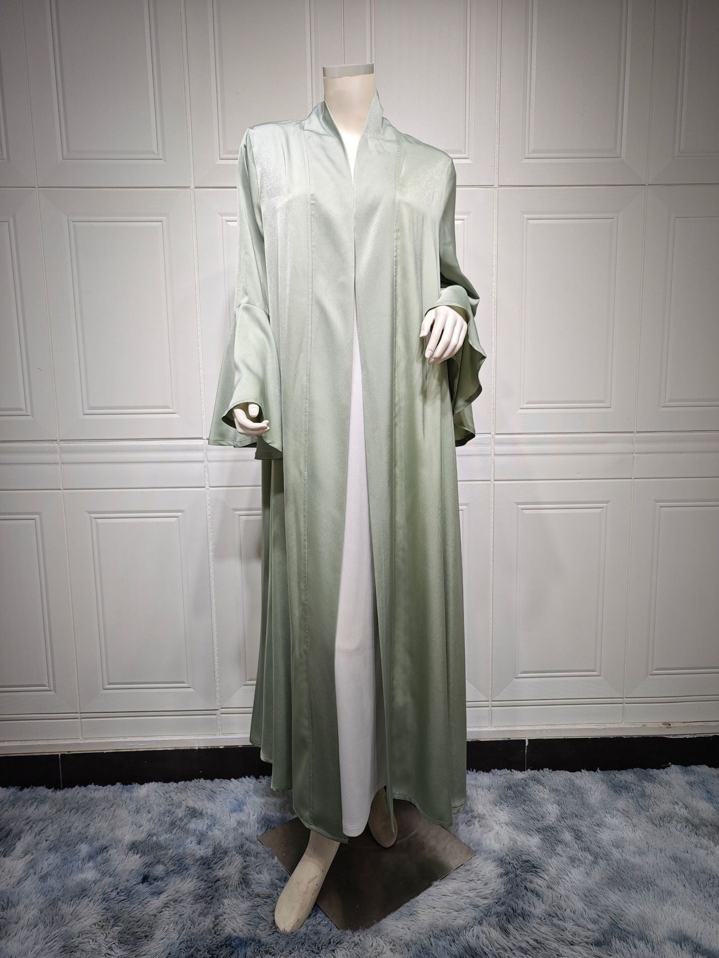 Ruffle Sleeve Solid Color Inverness Middle East Soft Dress | Yazijico™