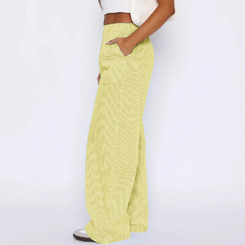Striped Trousers With Pockets Ins Fashion Casual | Yazijico™