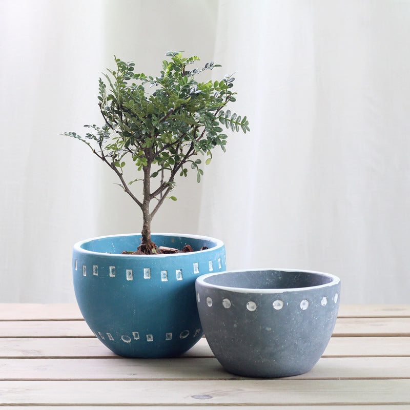 Hand made cement flowerpot fleshy combination | Yazijico™