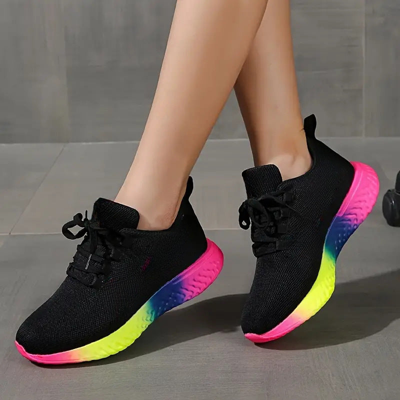 Sneakers Lace-up Mesh With Rainbow Sole | Yazijico™