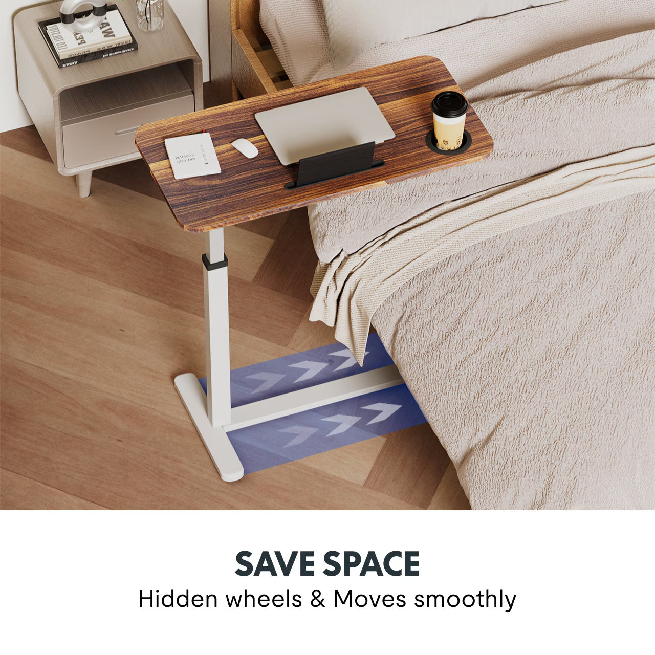 Standing Rolling Desk With Hidden Wheels Side | Yazijico™