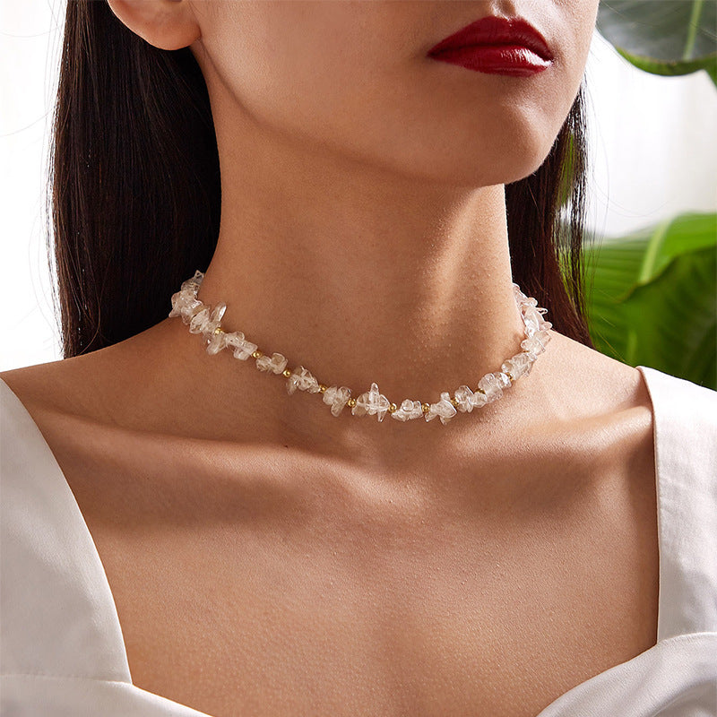 Hand-made Irregular Crystal Short Necklace | Yazijico™