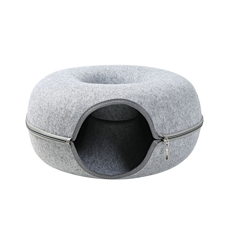 Tunnel Interactive Toy Grey Felt Cat Nest | Yazijico™