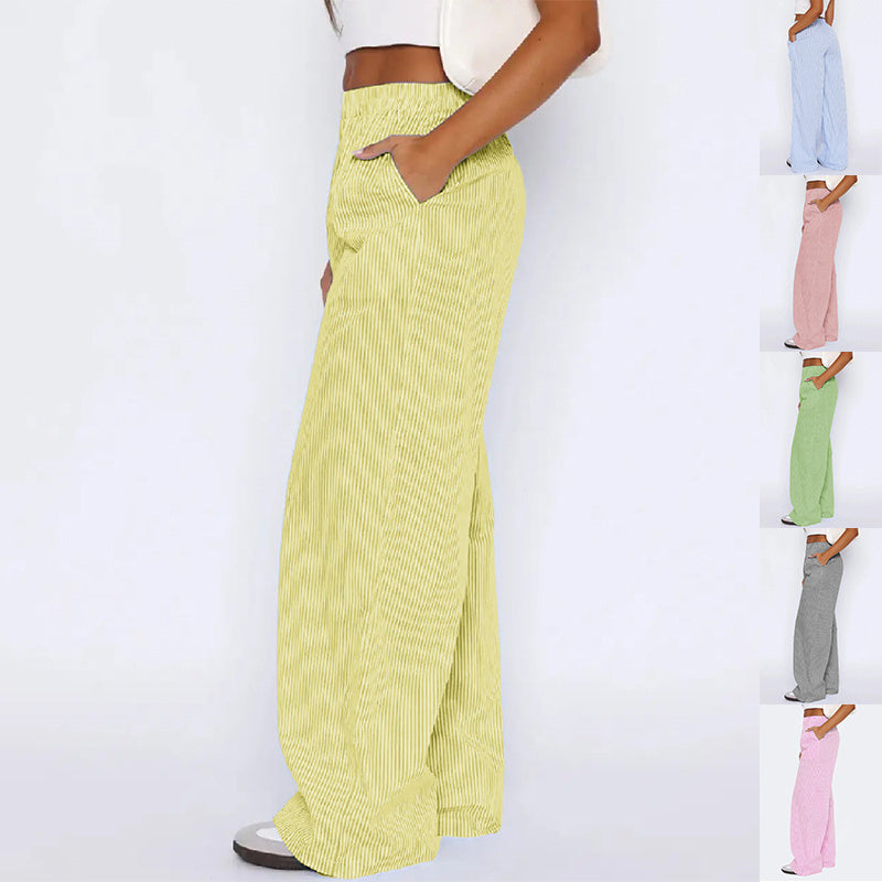 Striped Trousers With Pockets Ins Fashion Casual | Yazijico™