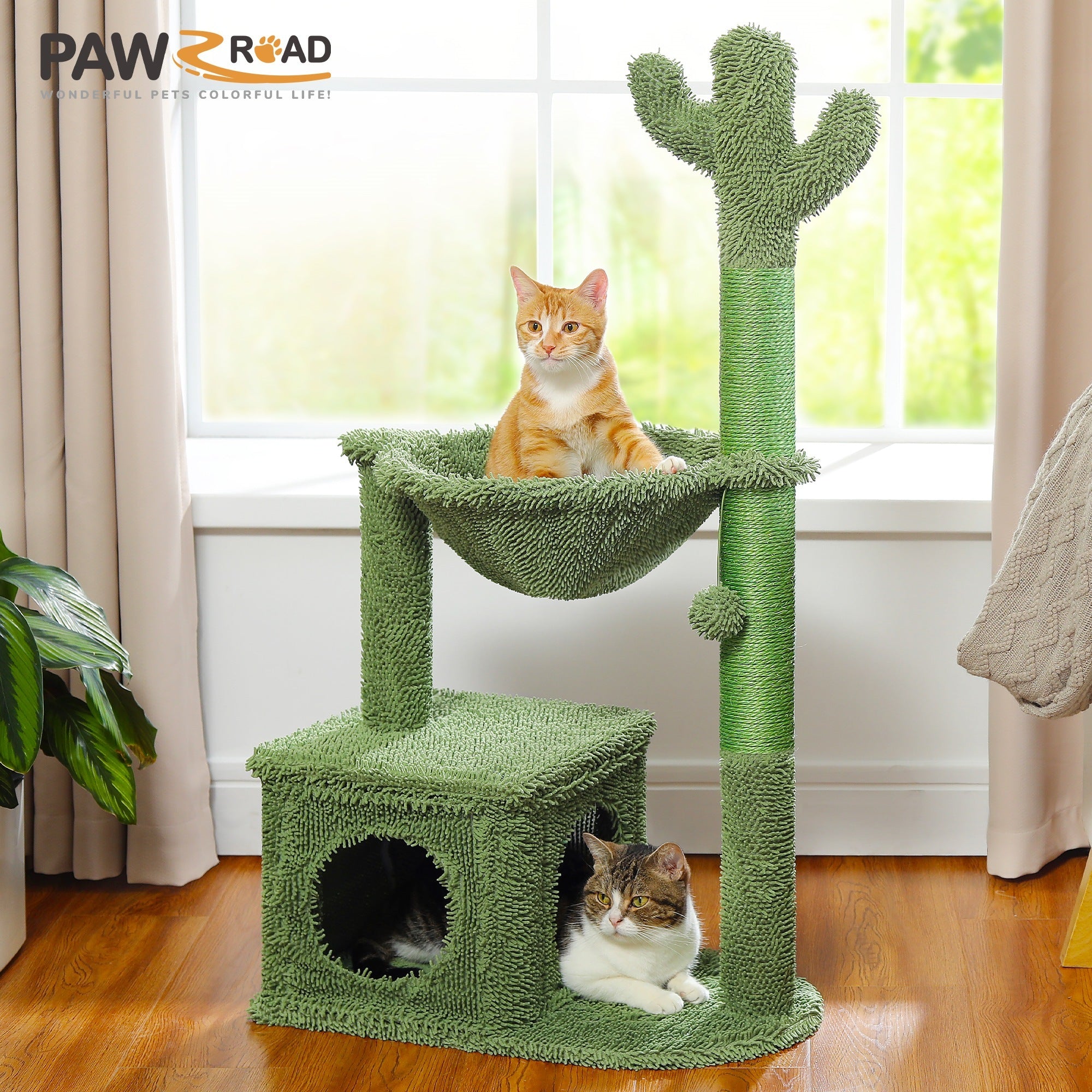 Cactus Cat Tree Condo With Hammock | Yazijico™