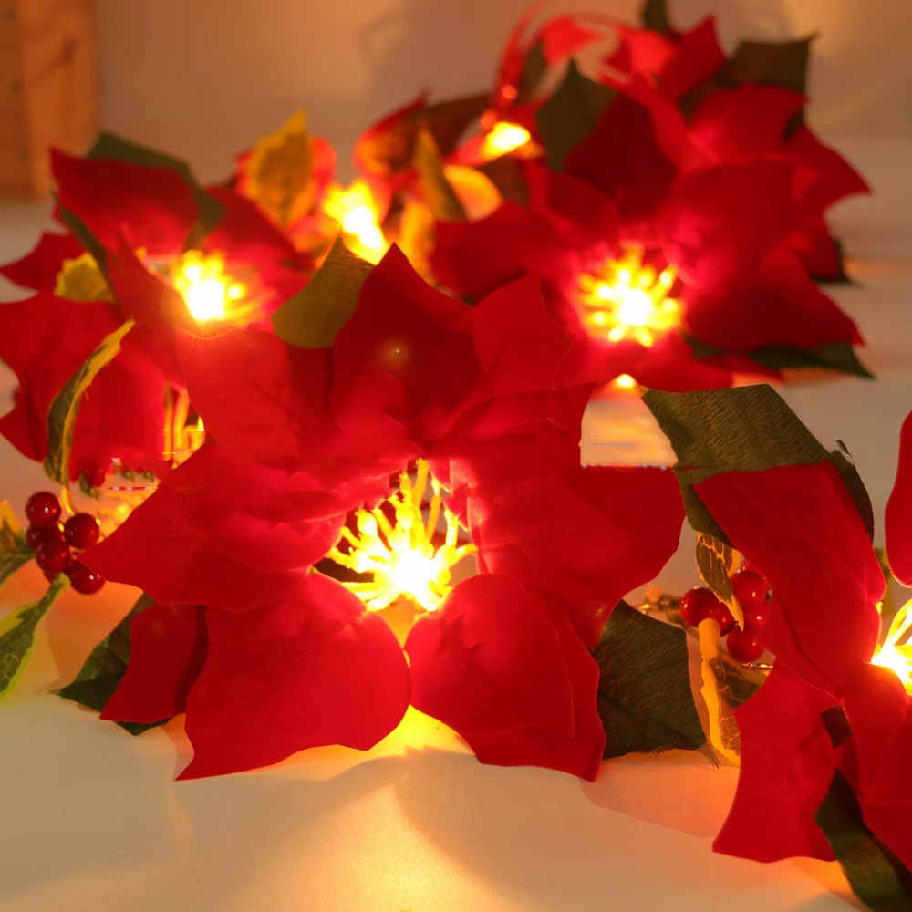 Door Frame Escalator Red Flower String Lights | Yazijico™