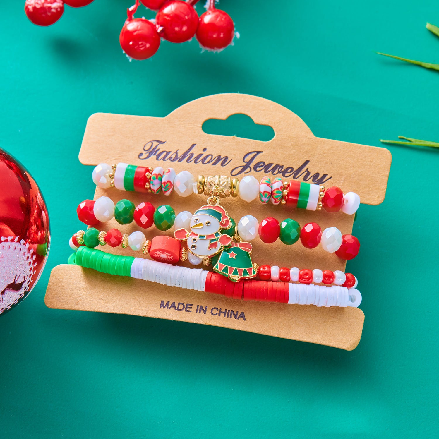 Christmas Snowman Bracelet Handmade Beaded | Yazijico™