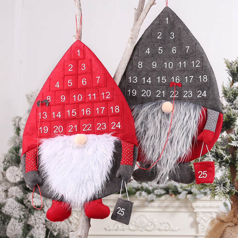 Christmas Advent Calendar Santa Claus Faceless Doll Hanging Christmas