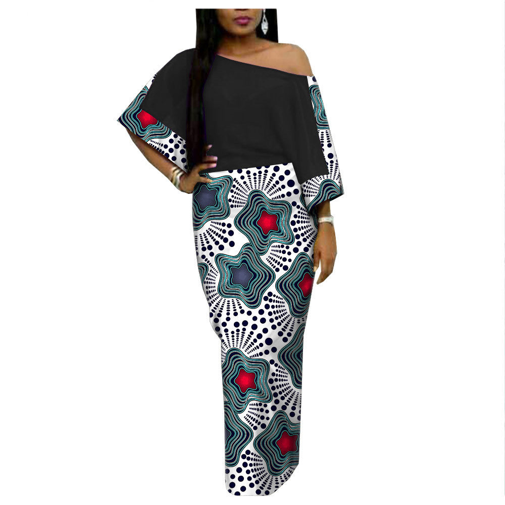 African Ethnic Printing Batik Cotton Plus Size Fashion Dress