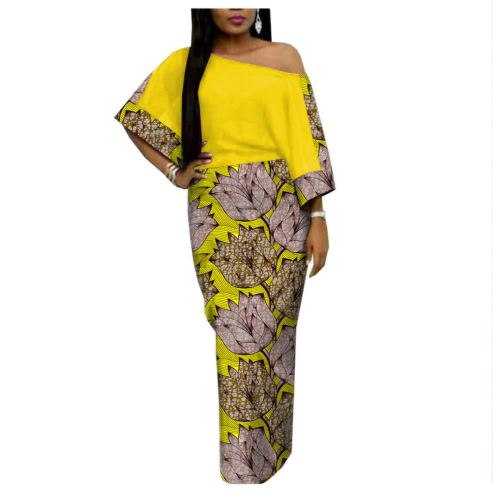 African Ethnic Printing Batik Cotton Plus Size Fashion Dress