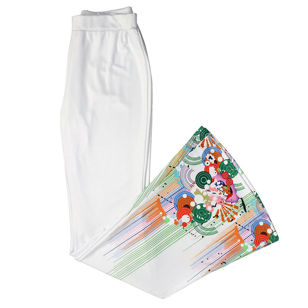 White skirt with colorful cartoon character design on a white background