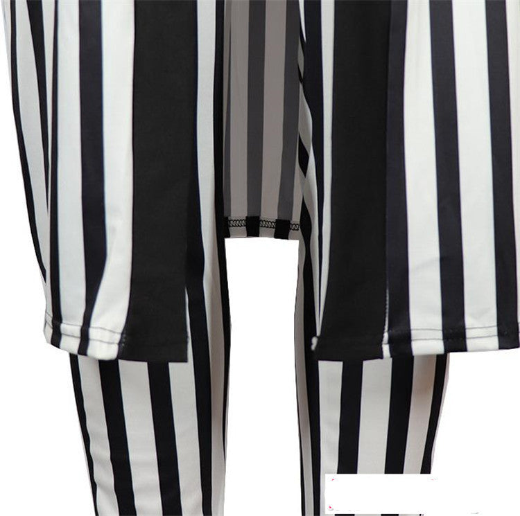 Black and white striped pants on a white background