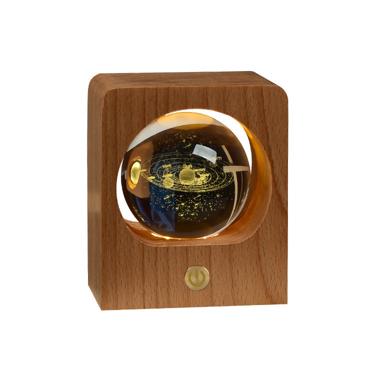 Beech Crystal Ball Night Light Laser Engraving