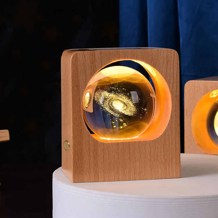 Beech Crystal Ball Night Light Laser Engraving