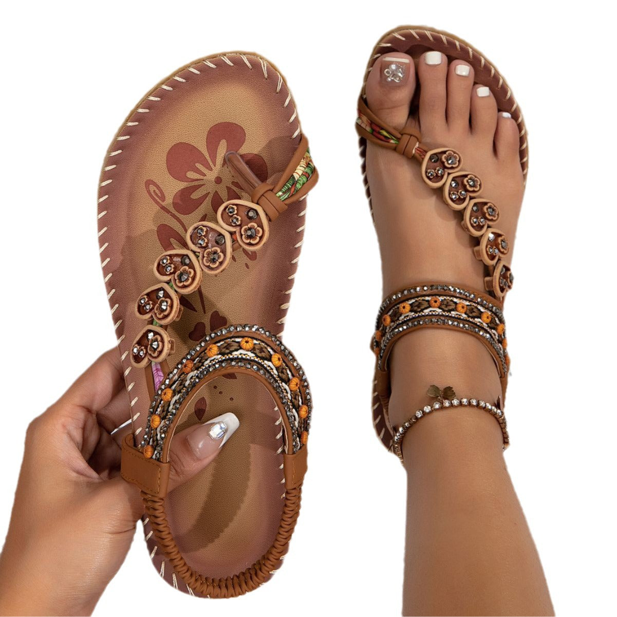 Bohemian Thong Sandals Fashion Flowers