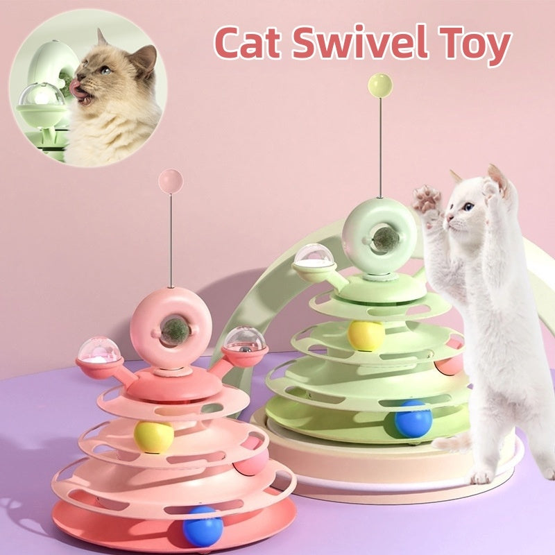 Cat Toy Tower Turntable Roller Balls Toys Pets