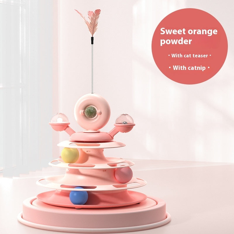 Cat Toy Tower Turntable Roller Balls Toys Pets