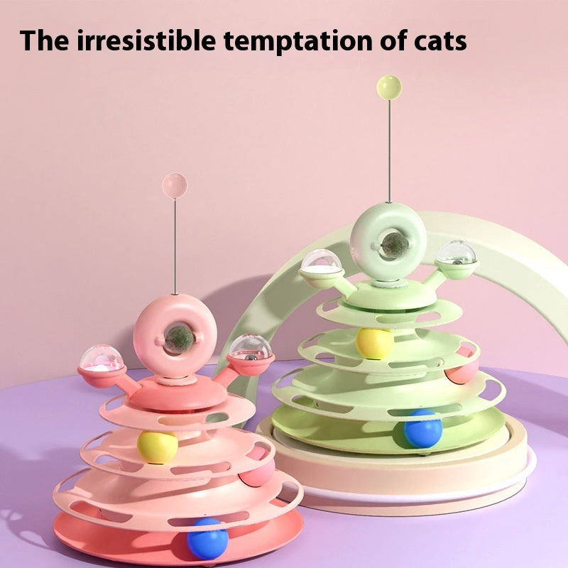 Cat Toy Tower Turntable Roller Balls Toys Pets