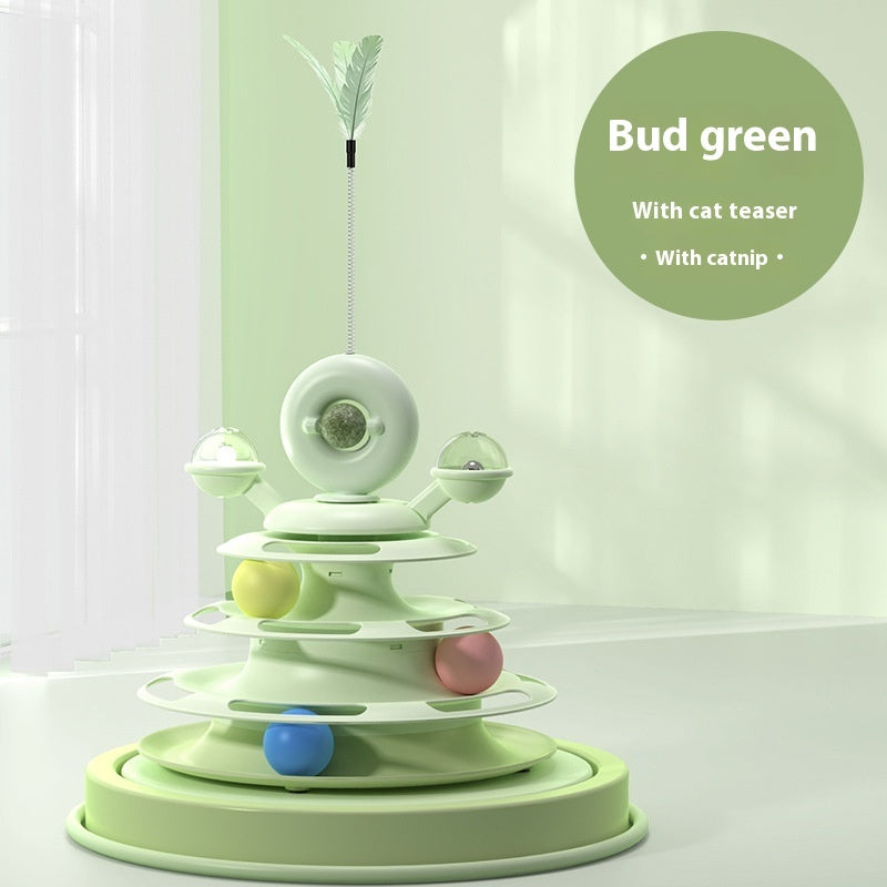 Cat Toy Tower Turntable Roller Balls Toys Pets