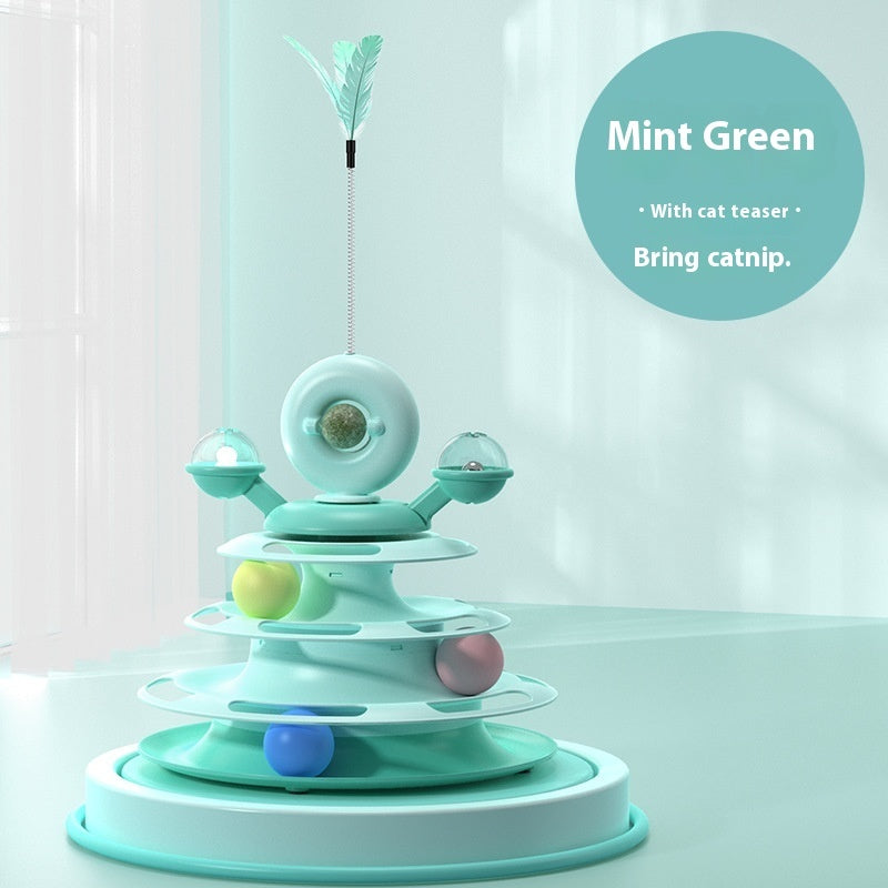 Cat Toy Tower Turntable Roller Balls Toys Pets