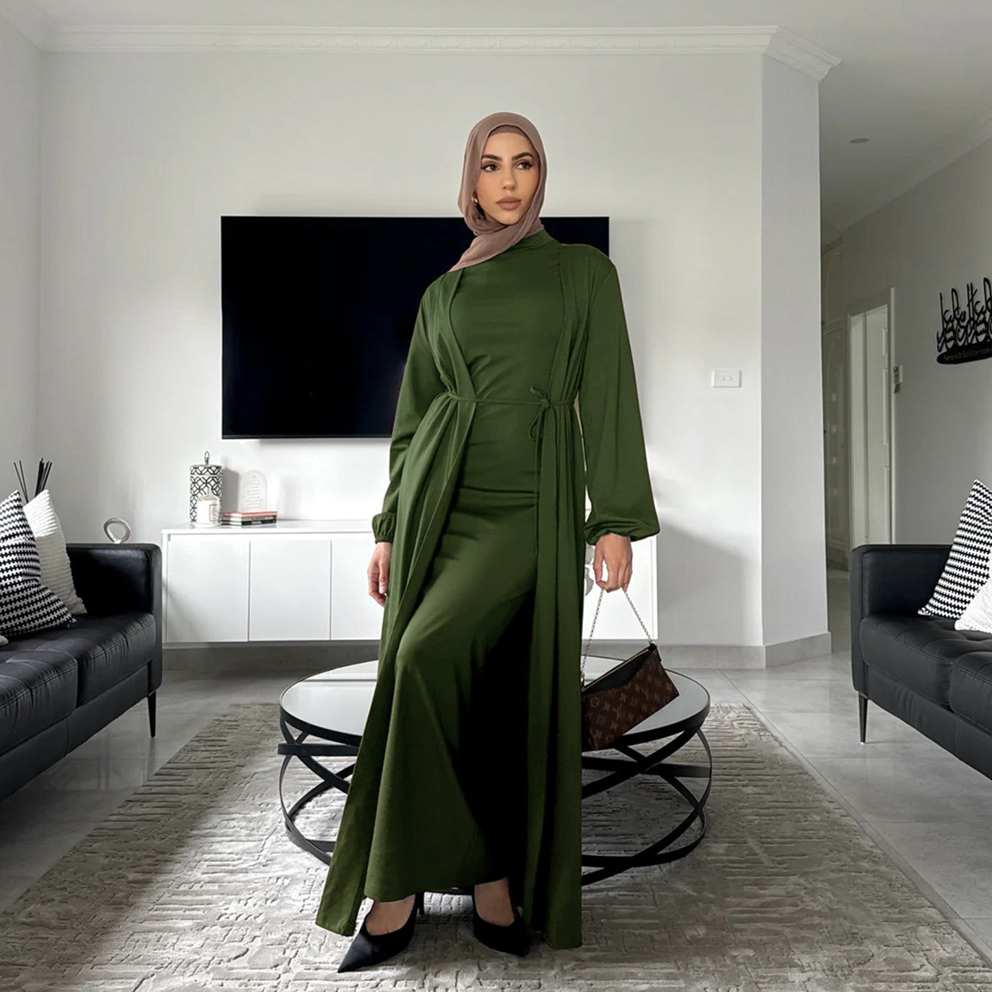 Dubai Middle East Turkey Elegant Dress Cardigan Suit