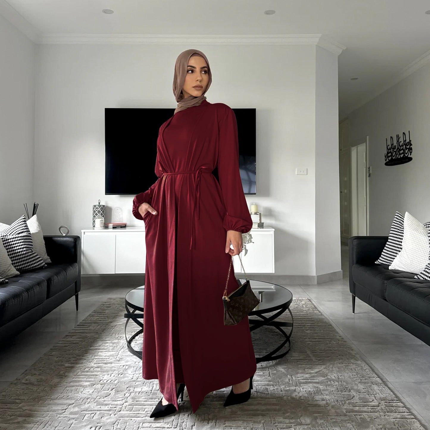Dubai Middle East Turkey Elegant Dress Cardigan Suit
