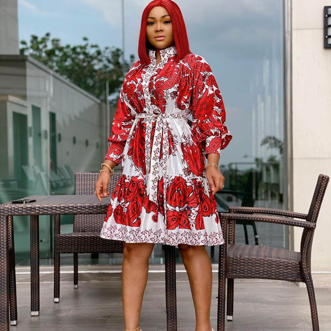 Fashion Sexy African Foreign Trade Plus Size Women'S Digital Printing Dress