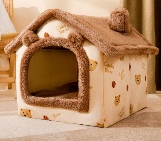 Foldable Dog House Pet Cat Bed Winter Villa_