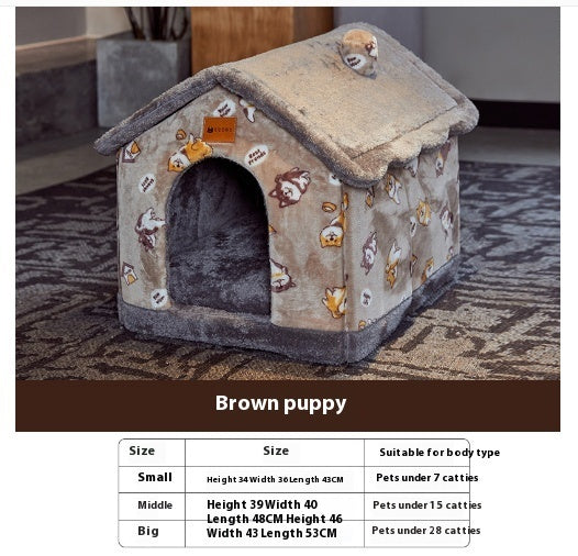 Foldable Dog House Pet Cat Bed Winter Villa_