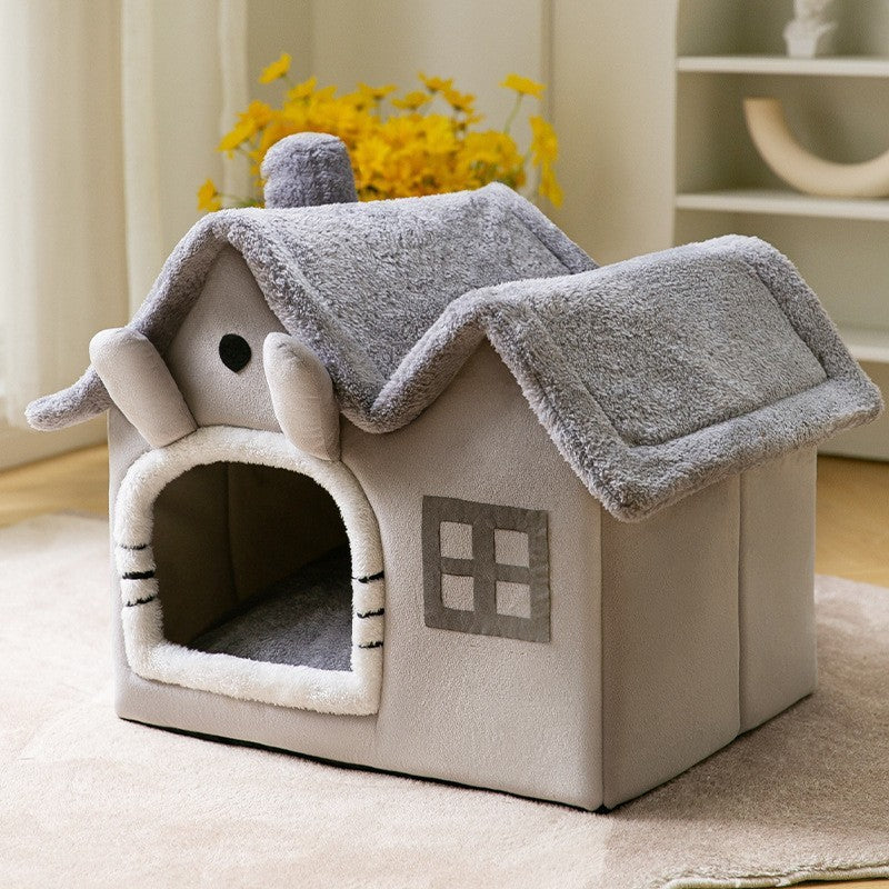 Foldable Dog House Pet Cat Bed Winter Villa_
