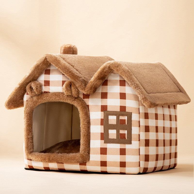 Foldable Dog House Pet Cat Bed Winter Villa_