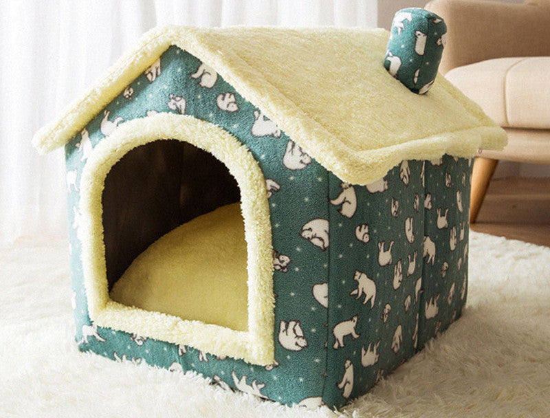 Foldable Dog House Pet Cat Bed Winter Villa_