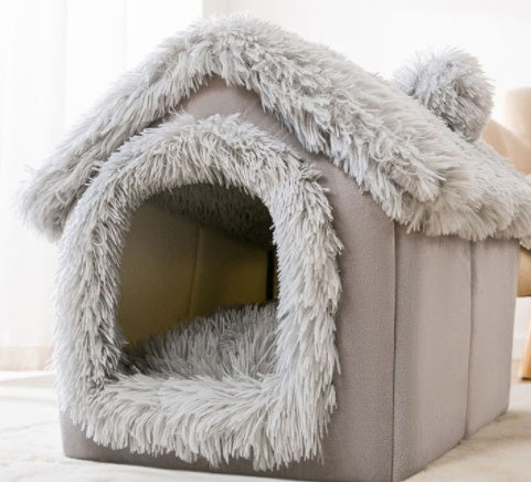 Foldable Dog House Pet Cat Bed Winter Villa_