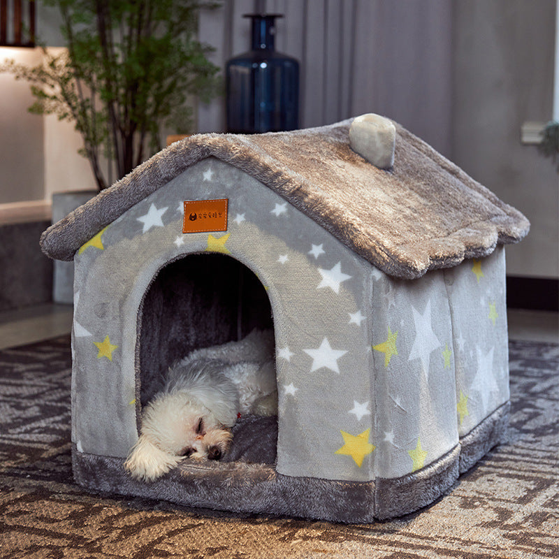 Foldable Dog House Pet Cat Bed Winter Villa_