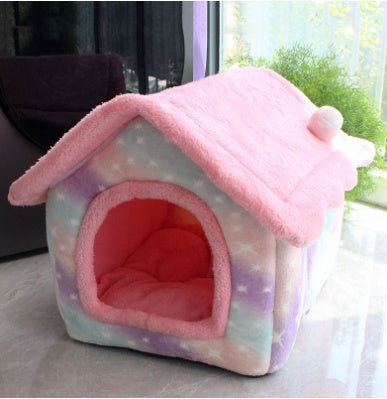 Foldable Dog House Pet Cat Bed Winter Villa_