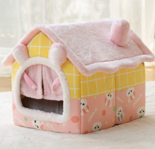 Foldable Dog House Pet Cat Bed Winter Villa_