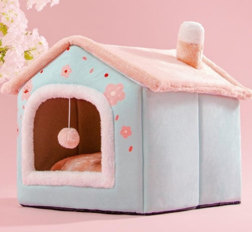 Foldable Dog House Pet Cat Bed Winter Villa_