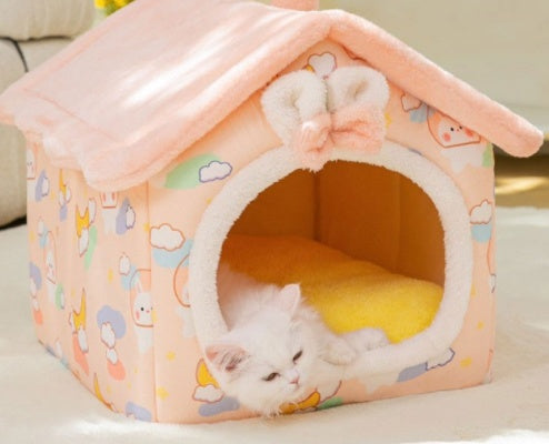 Foldable Dog House Pet Cat Bed Winter Villa_