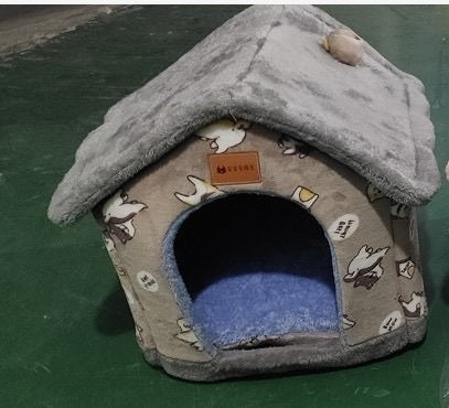 Foldable Dog House Pet Cat Bed Winter Villa_