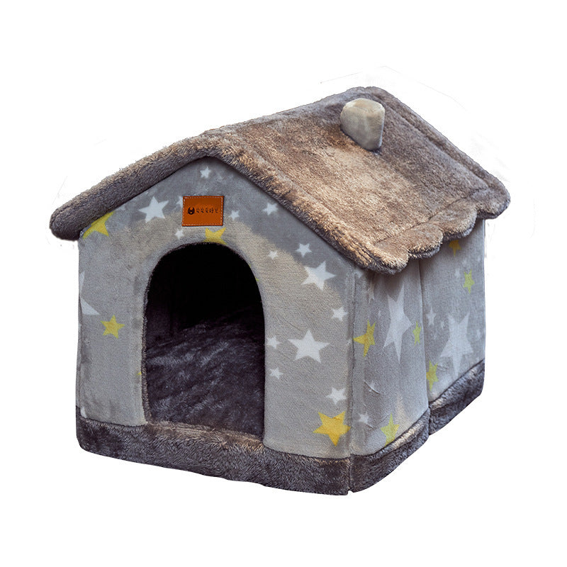 Foldable Dog House Pet Cat Bed Winter Villa_