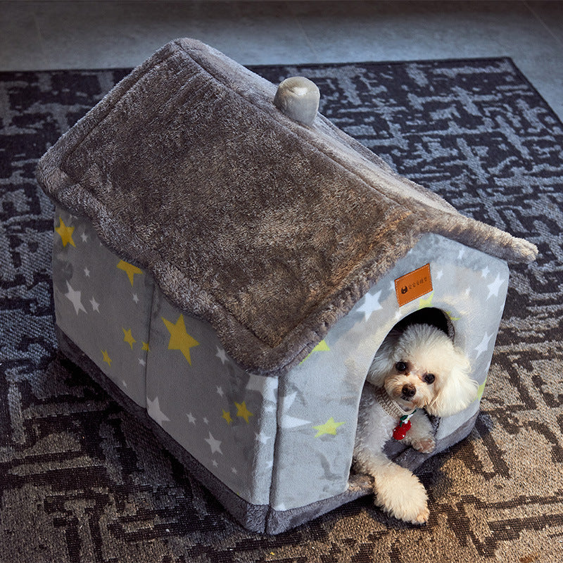 Foldable Dog House Pet Cat Bed Winter Villa_