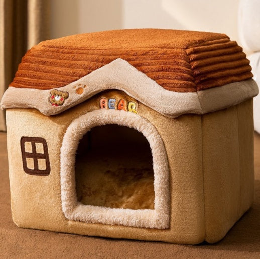 Foldable Dog House Pet Cat Bed Winter Villa_